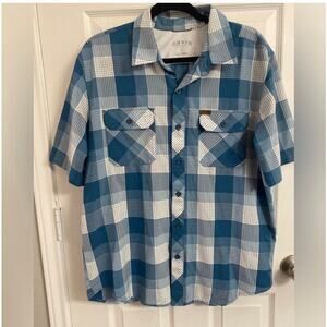 ❤️  Orvis Tech Work Shirt Blue Check Button Up Short Sleeve  Size L - Fishing